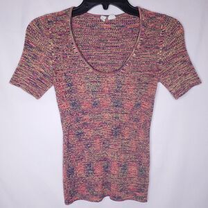 Moth Anthropologie Top Small Colorful Space Dye Knit